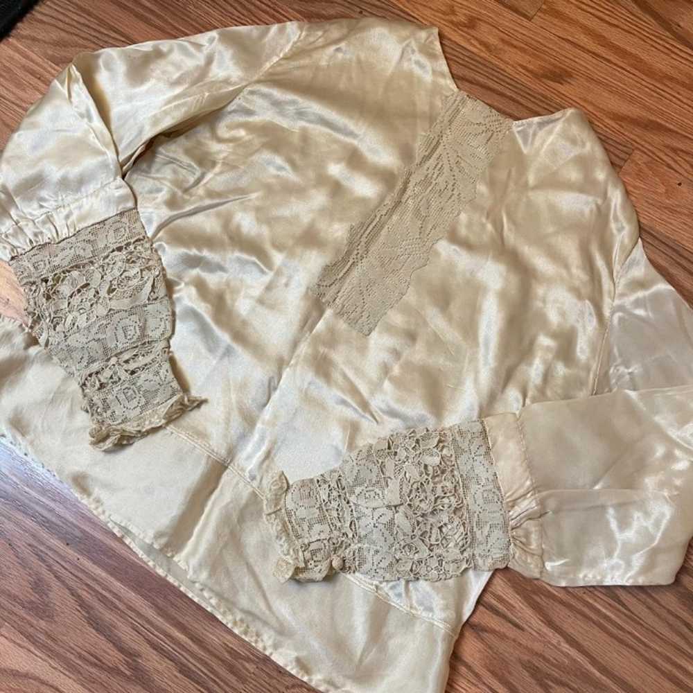 Antique Silk Lace Blouse Shirt Victorian - image 9