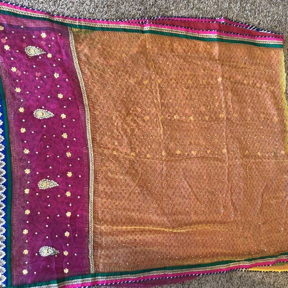 Multi color Bollywood Indian Saree - image 1