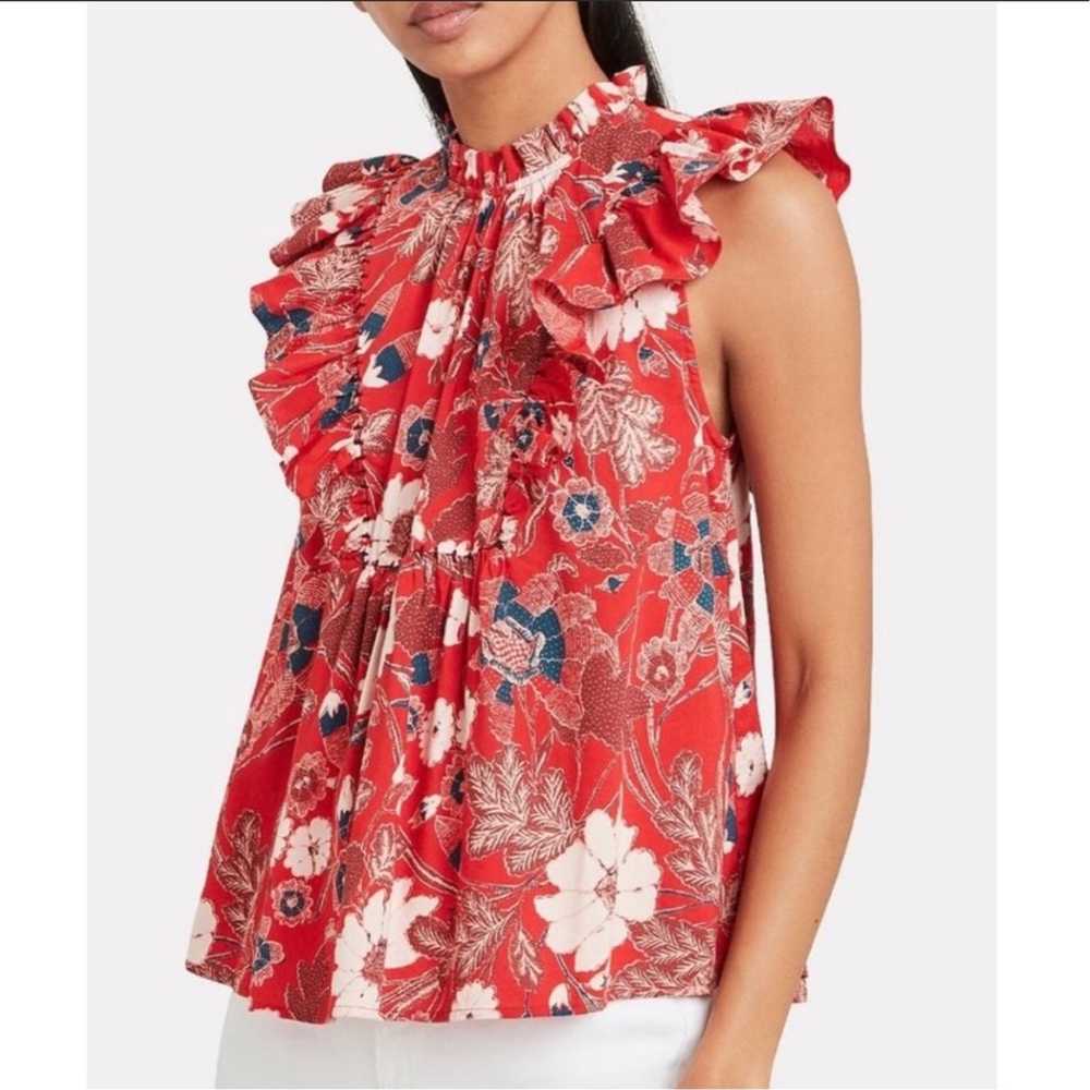 Ulla Johnson Ida Ruffle Floral Blouse Sz XS - image 2