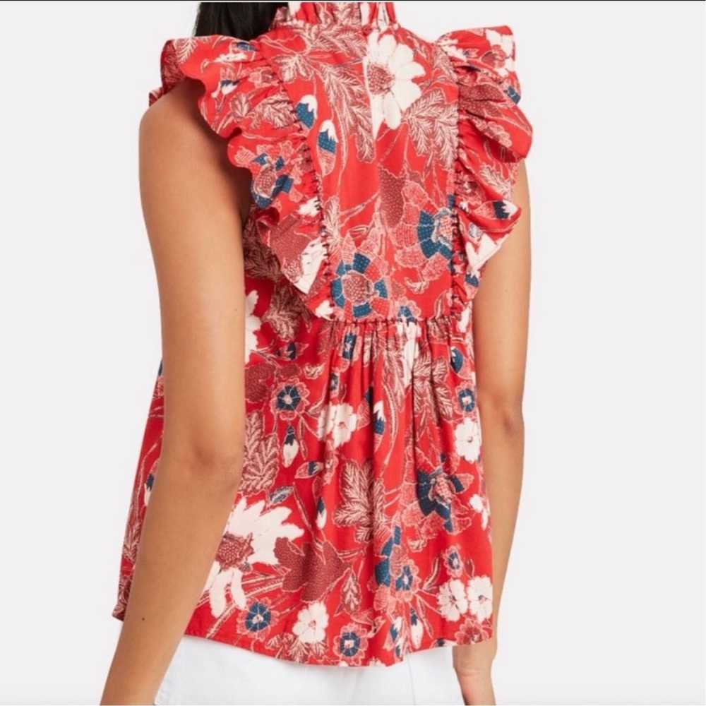 Ulla Johnson Ida Ruffle Floral Blouse Sz XS - image 3