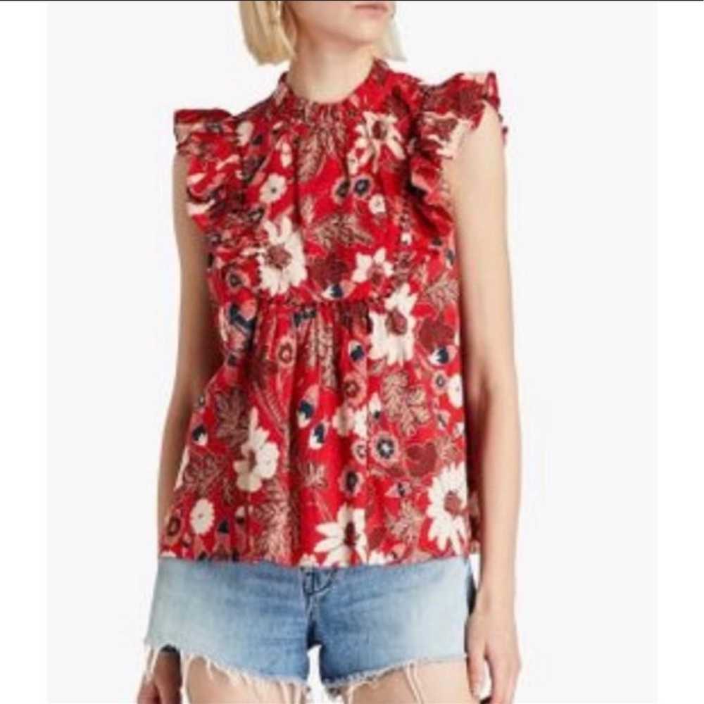 Ulla Johnson Ida Ruffle Floral Blouse Sz XS - image 4