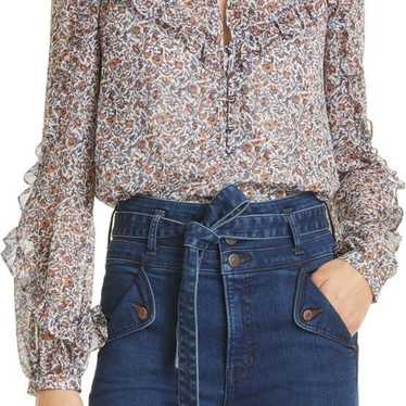 Veronica Beard Abra floral print ruffle blouse