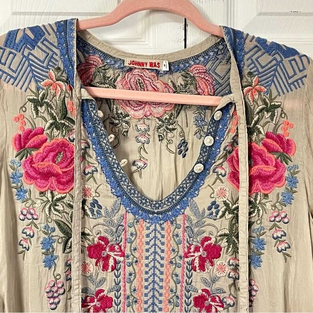 JOHNNY WAS Millie Floral Embroidered  Semi Sheer … - image 3