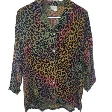 Kay Chapman Tunic Top Purple Multi Print Art to on sale Wear Lagenlook L Large