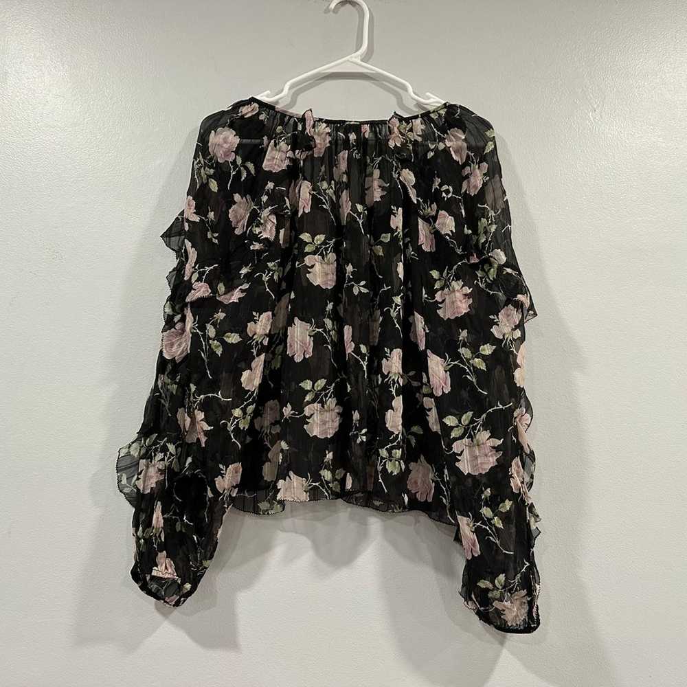 Ulla Johnson Azalea Black Sheer Floral Blouse Sz 6 - image 4