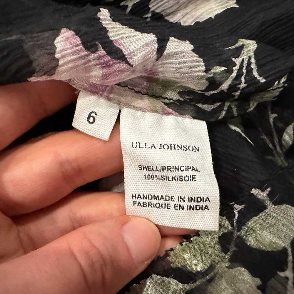 Ulla Johnson Azalea Black Sheer Floral Blouse Sz 6 - image 6