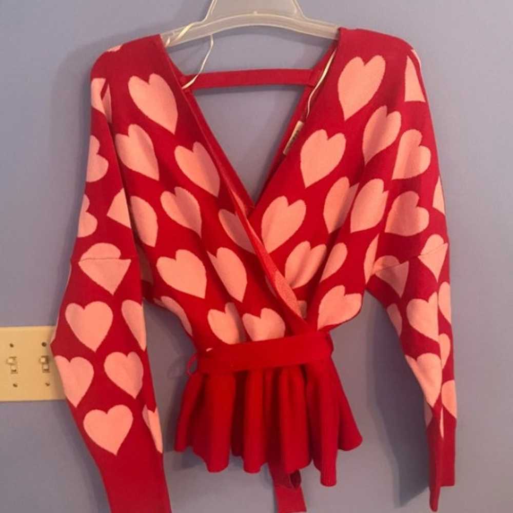 Red heart peplum sweater - image 1
