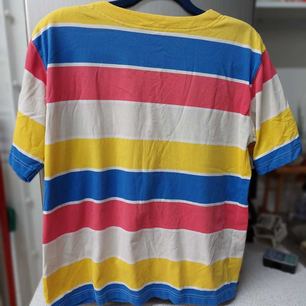Vintage Stripe Colorblock Primary Color Shoulder … - image 4