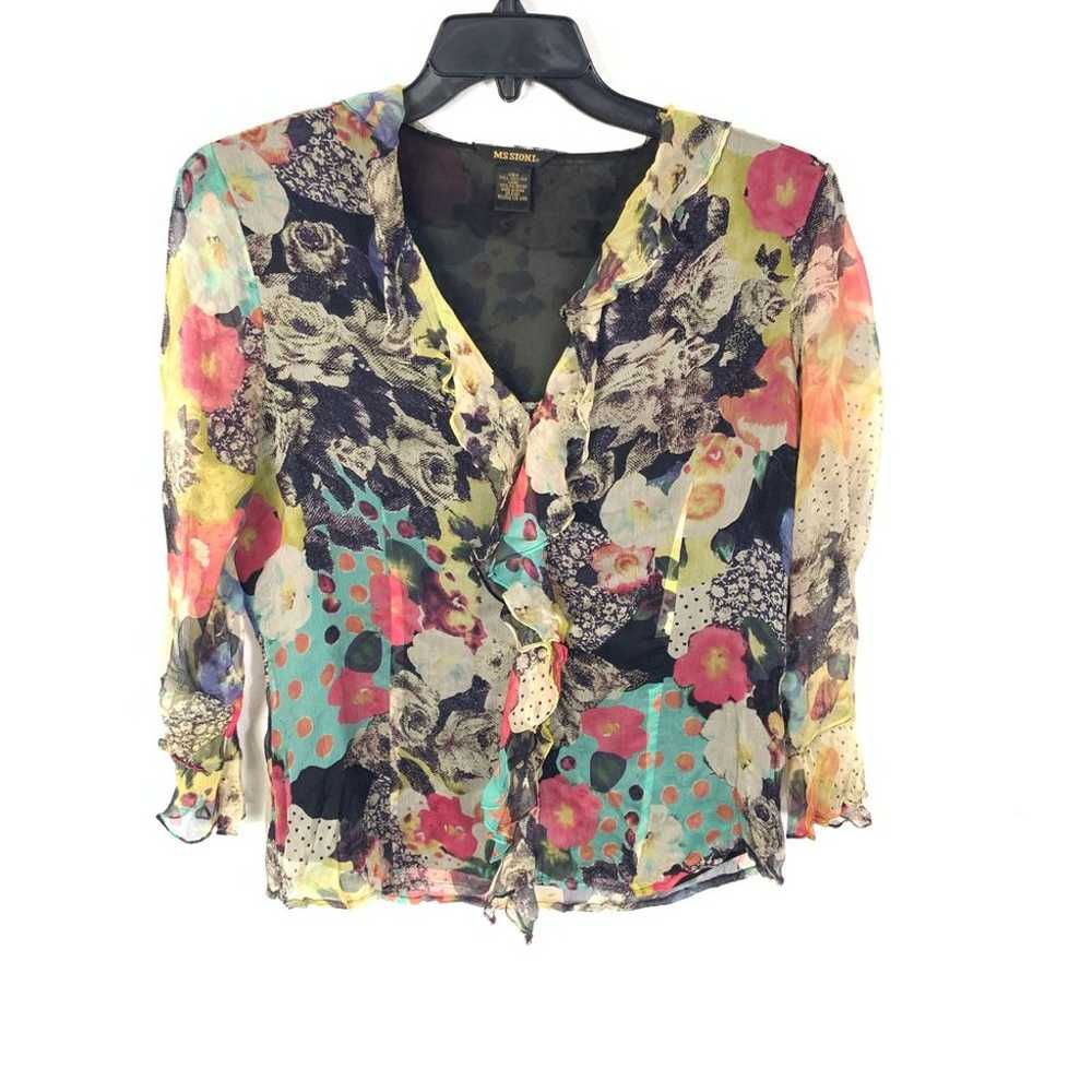 Missoni M Blouse Top Floral Abstract Polka Dot Pr… - image 1