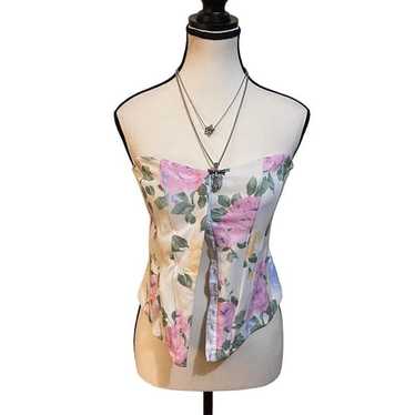 Floral Paneled Corset Top