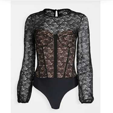Cami NYC Briar Black Lace Corset Long Sleeve Thon… - image 1