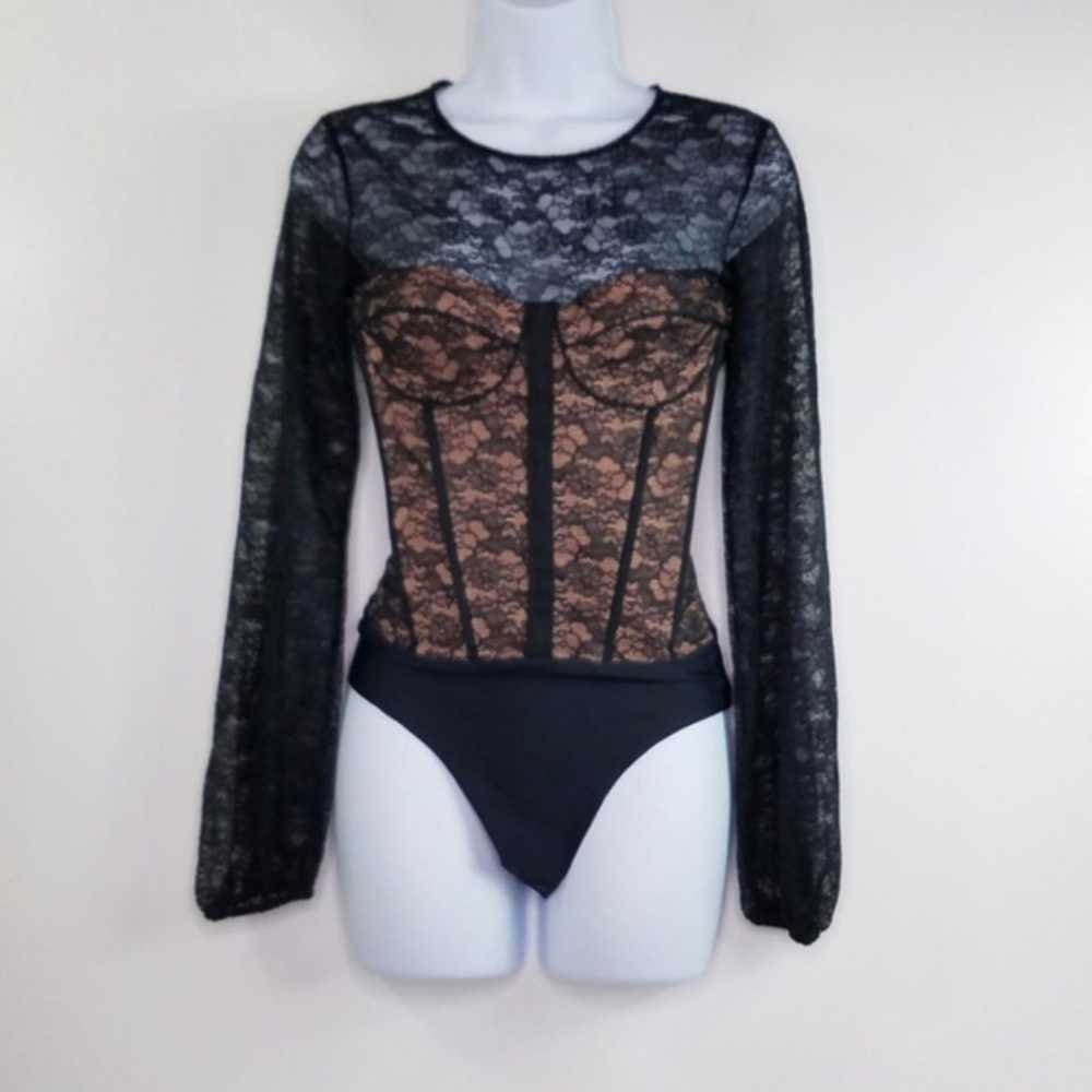 Cami NYC Briar Black Lace Corset Long Sleeve Thon… - image 7