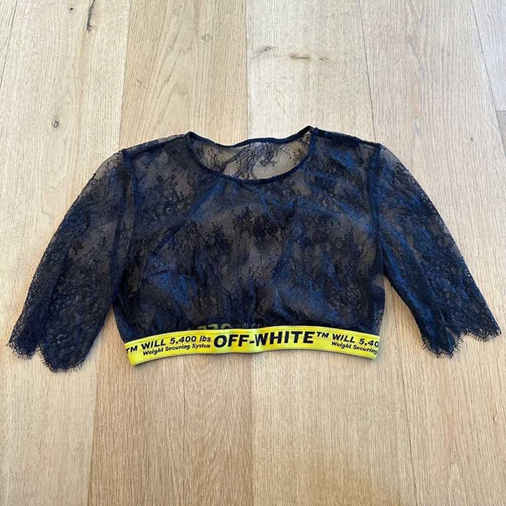 Off White Floral Lace Crop Top in Black & Yellow - image 1