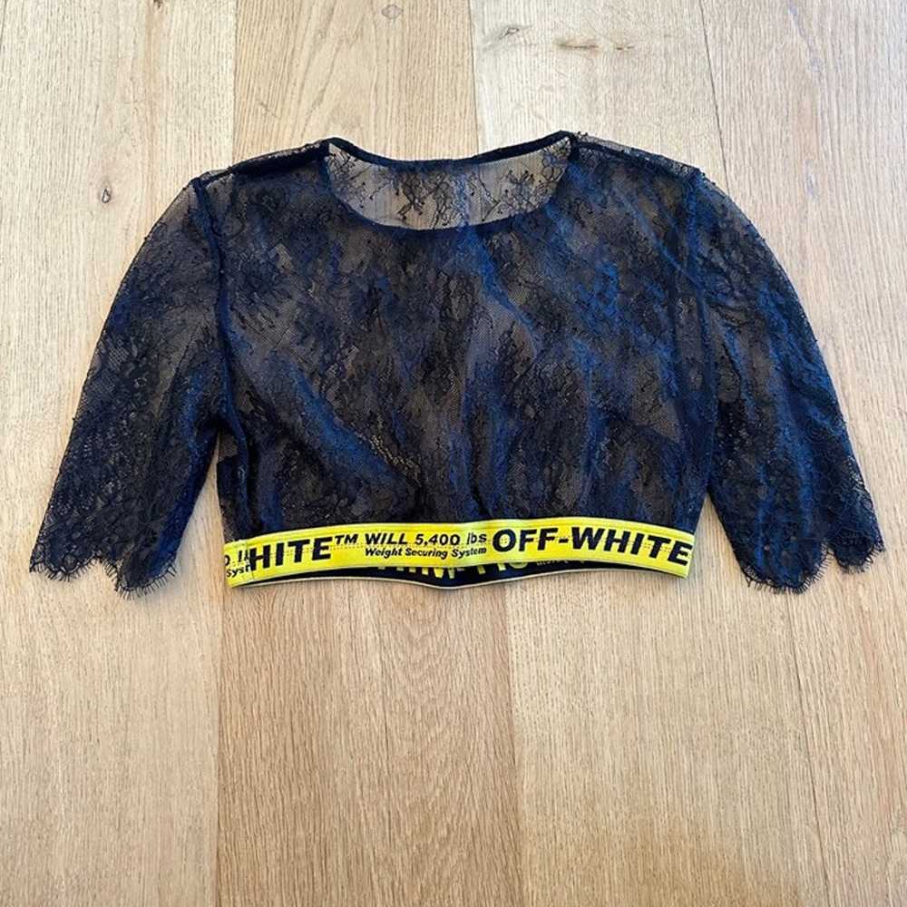 Off White Floral Lace Crop Top in Black & Yellow - image 2