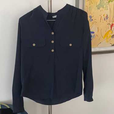 Vince 100% Silk Navy Blouse