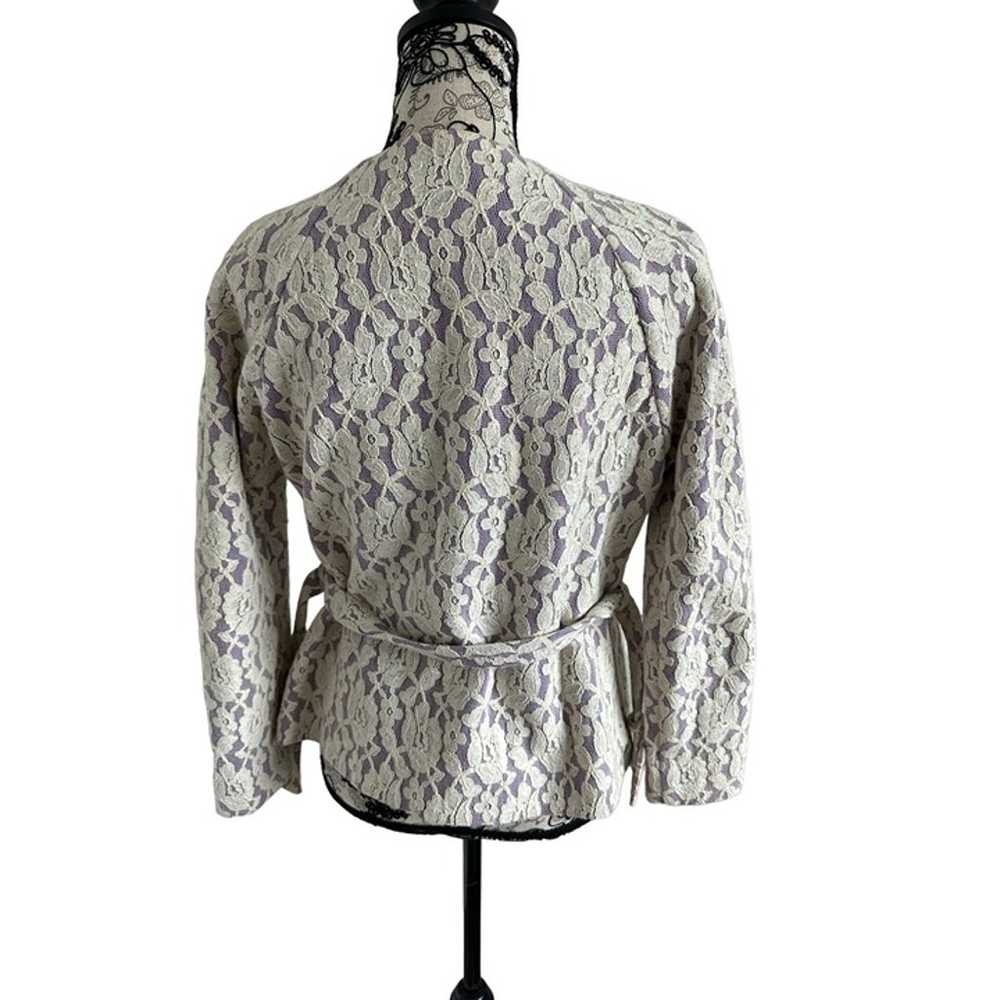 MOSCHINO Boutique Purple Cream Lace Belted Jacket… - image 2