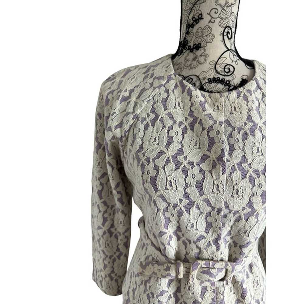 MOSCHINO Boutique Purple Cream Lace Belted Jacket… - image 5