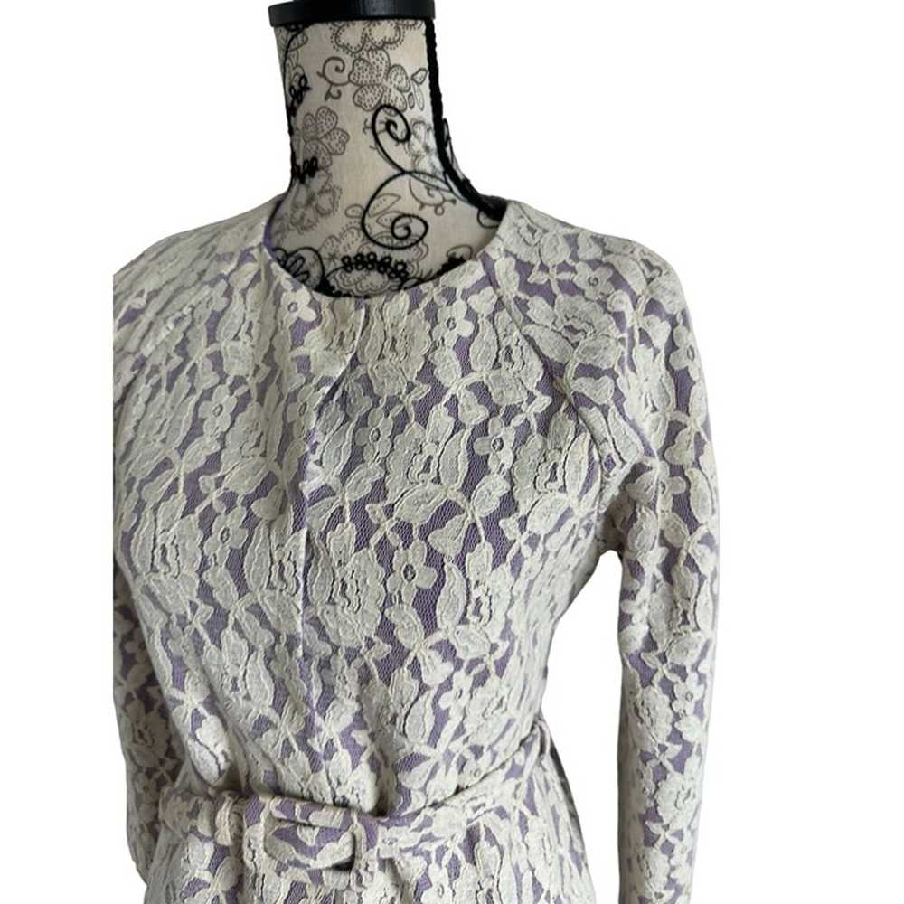 MOSCHINO Boutique Purple Cream Lace Belted Jacket… - image 6