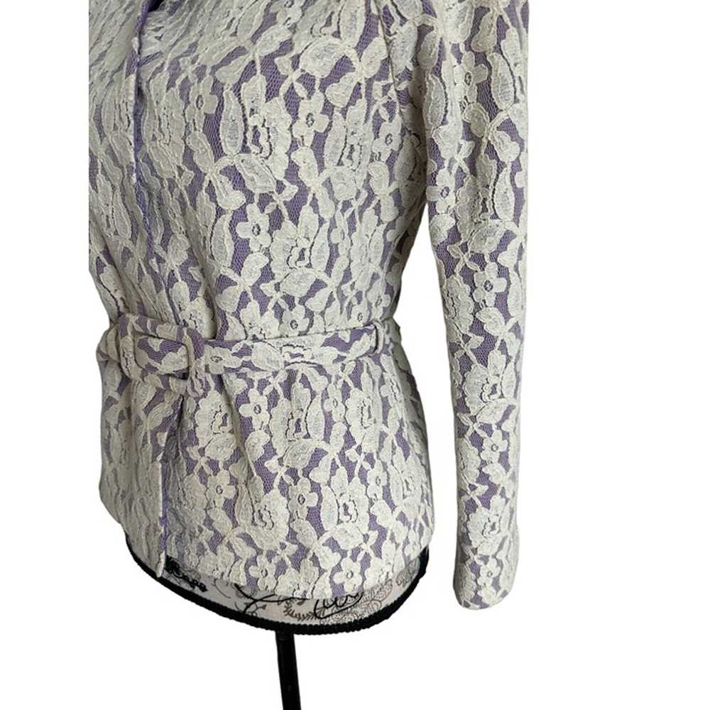 MOSCHINO Boutique Purple Cream Lace Belted Jacket… - image 8