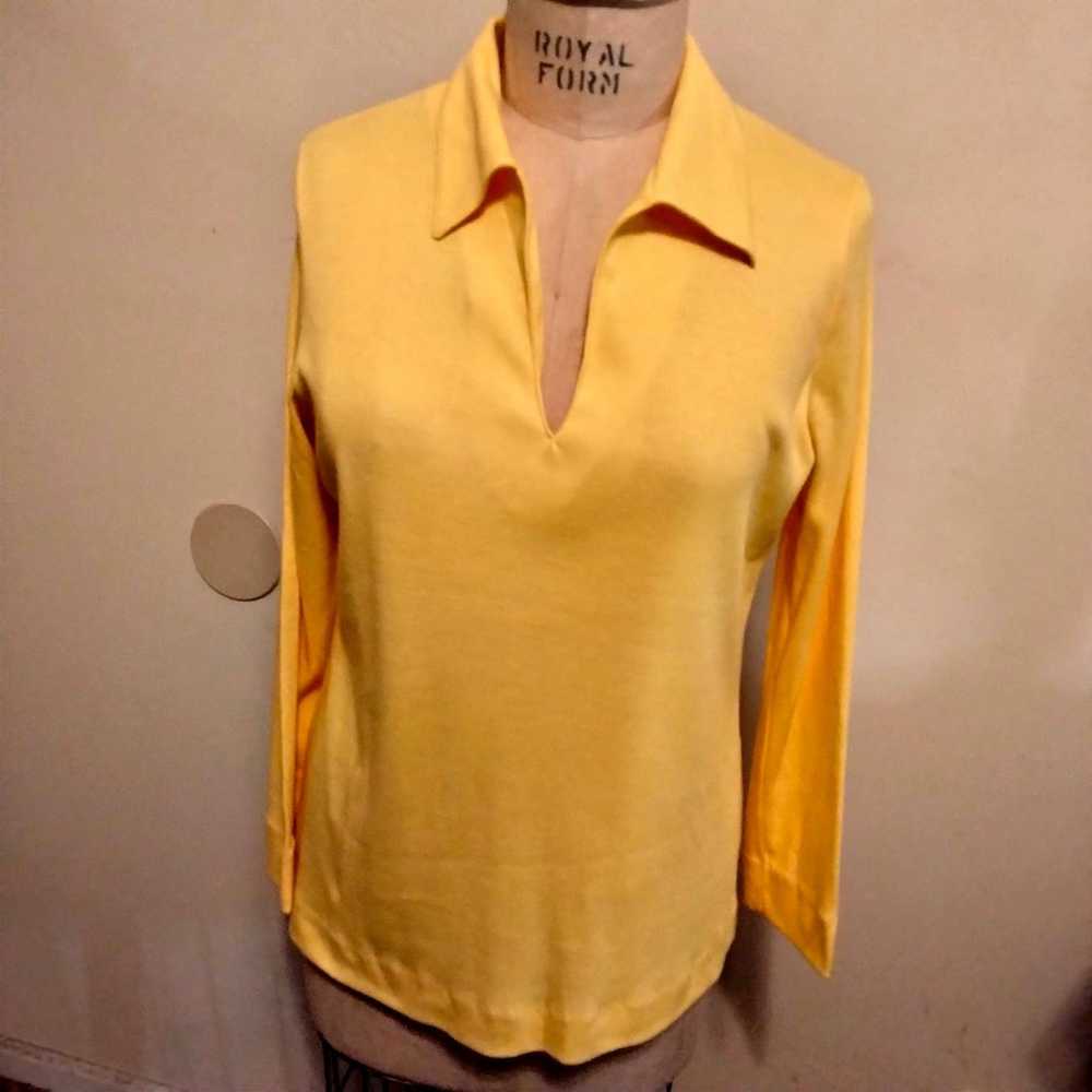 Key West Hand Print Fashions Yellow Knit Blouse S… - image 1