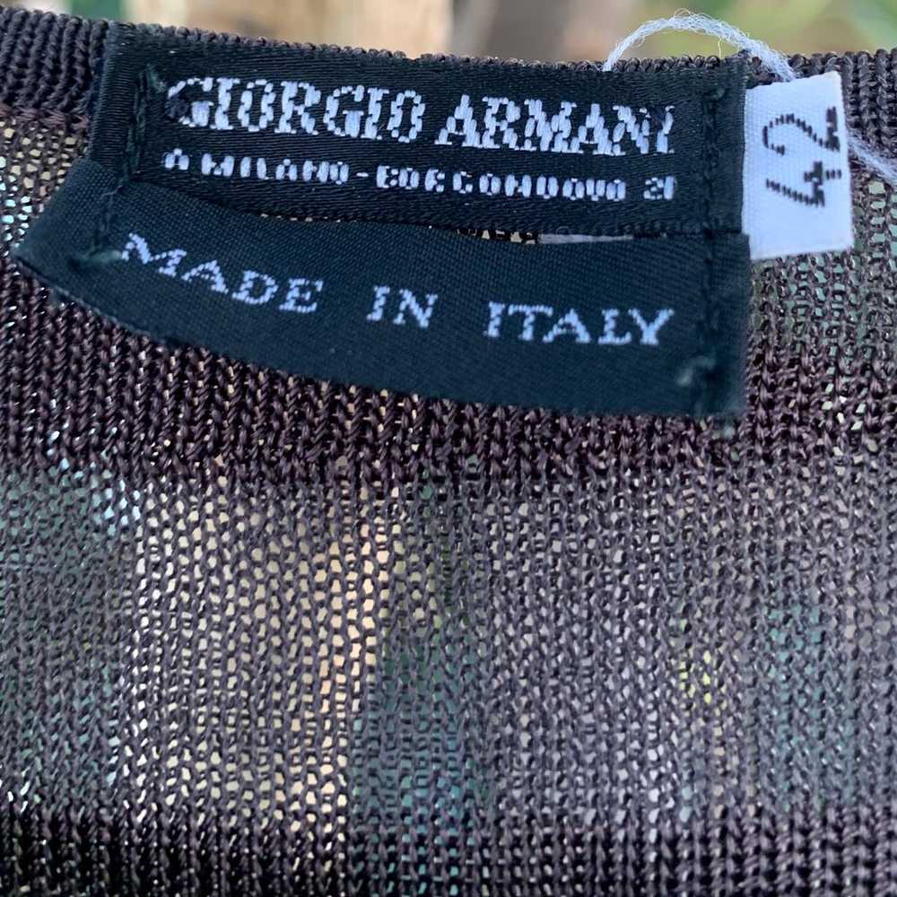Vintage Giorgio Armani brown button down semi she… - image 4