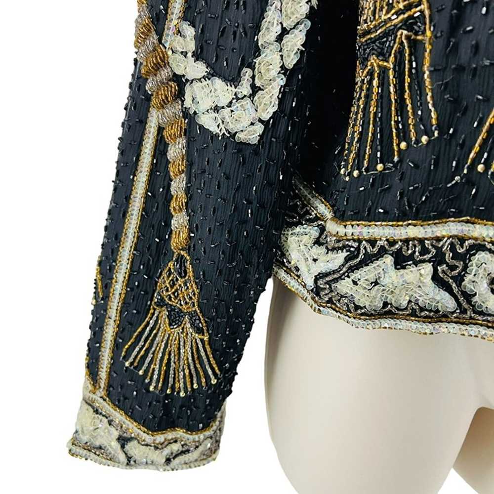 Vintage Rina Z 100% Pure Silk Beaded Long Sleeve … - image 4