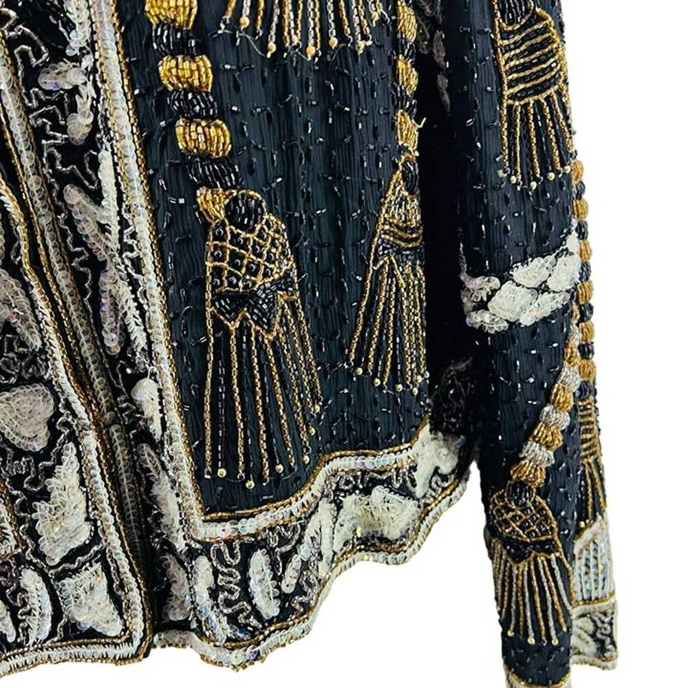 Vintage Rina Z 100% Pure Silk Beaded Long Sleeve … - image 7
