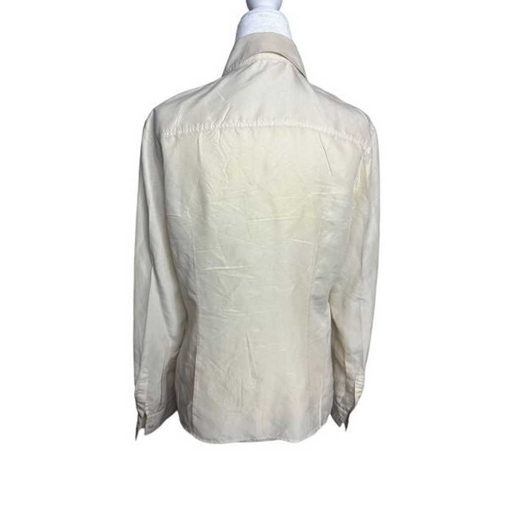 Prada Silk Ruffle Front Tuxedo Cream Long Sleeve … - image 2