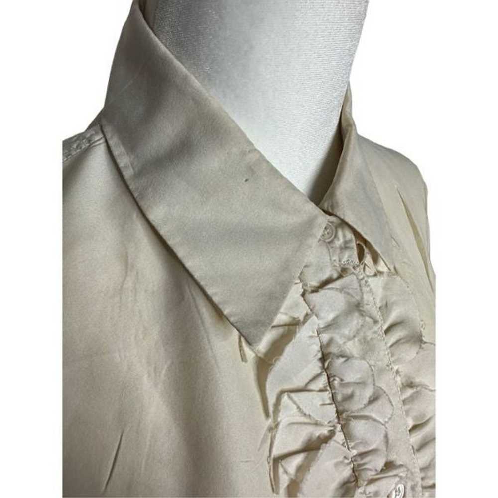 Prada Silk Ruffle Front Tuxedo Cream Long Sleeve … - image 4