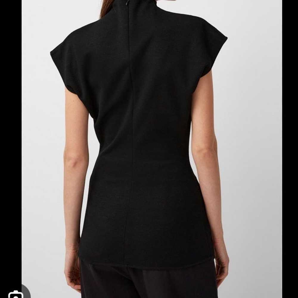 Women's Black Fitted Waist Stand Collar Top - image 2