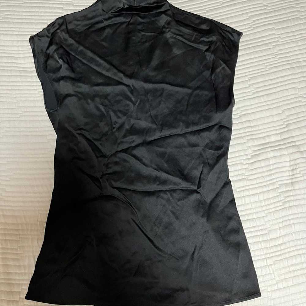 Women's Black Fitted Waist Stand Collar Top - image 3