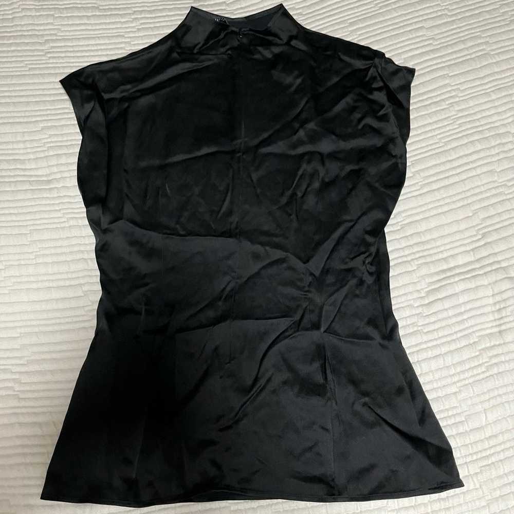 Women's Black Fitted Waist Stand Collar Top - image 4
