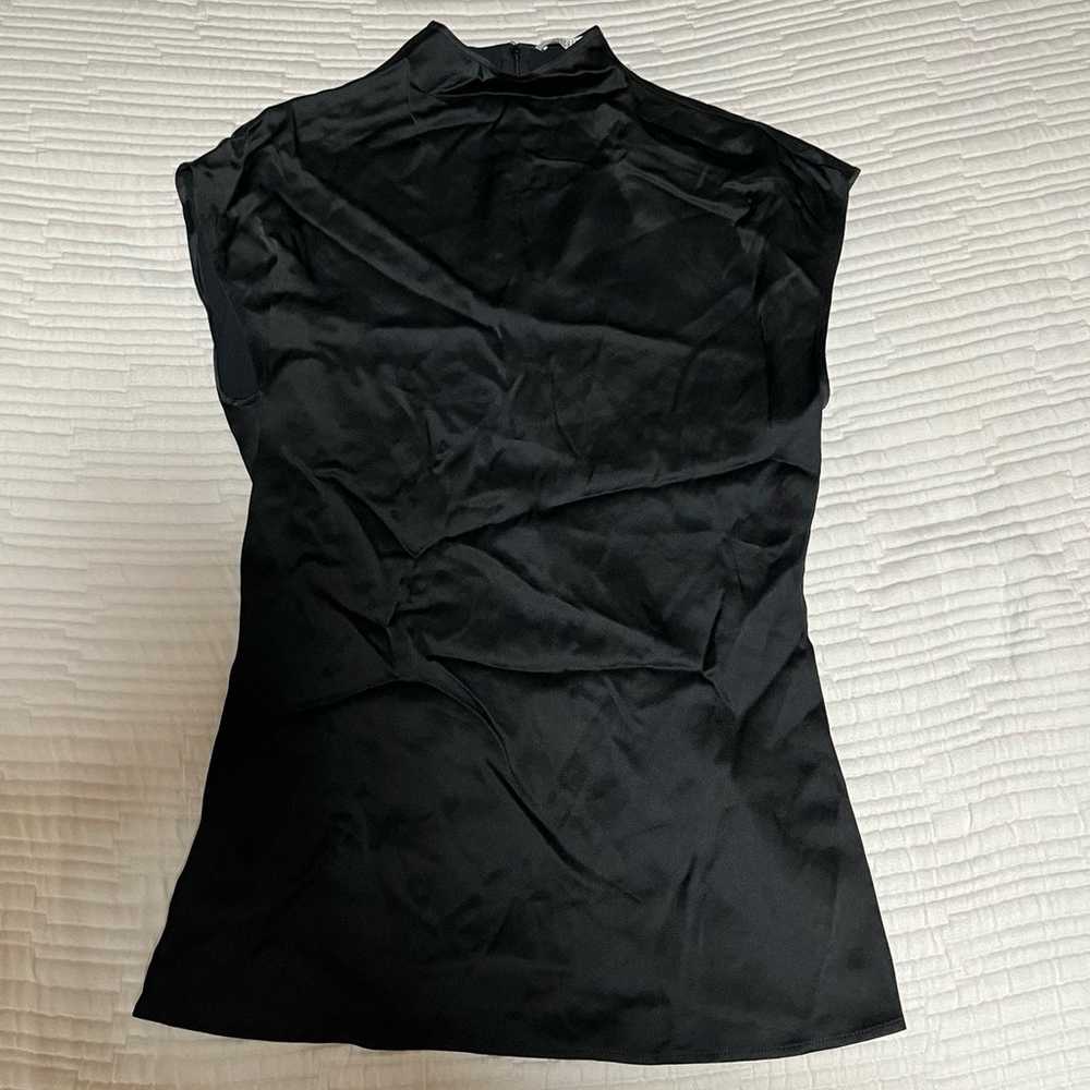 Women's Black Fitted Waist Stand Collar Top - image 6