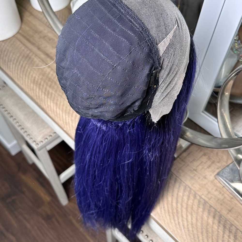 100% HUMAN HAIR WIG (Midnight Blue BLACK BALAYAGE… - image 10