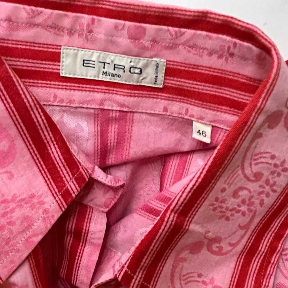 ETRO Paisley Stripe Pink Red Taliored fit long sl… - image 7