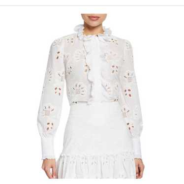 Alexie Banha Long-Sleeve Button-Down Eyelet Ruffl… - image 1