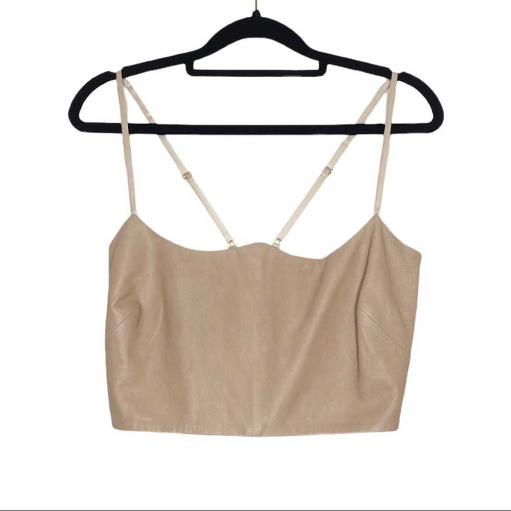 The Sei Tan Leather Curved Corset Tank Crop Top -… - image 1