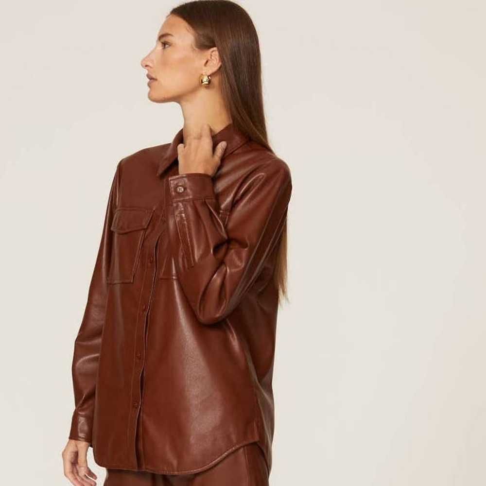 Anine Bing Hutton Shirt Faux Leather Front Button… - image 2