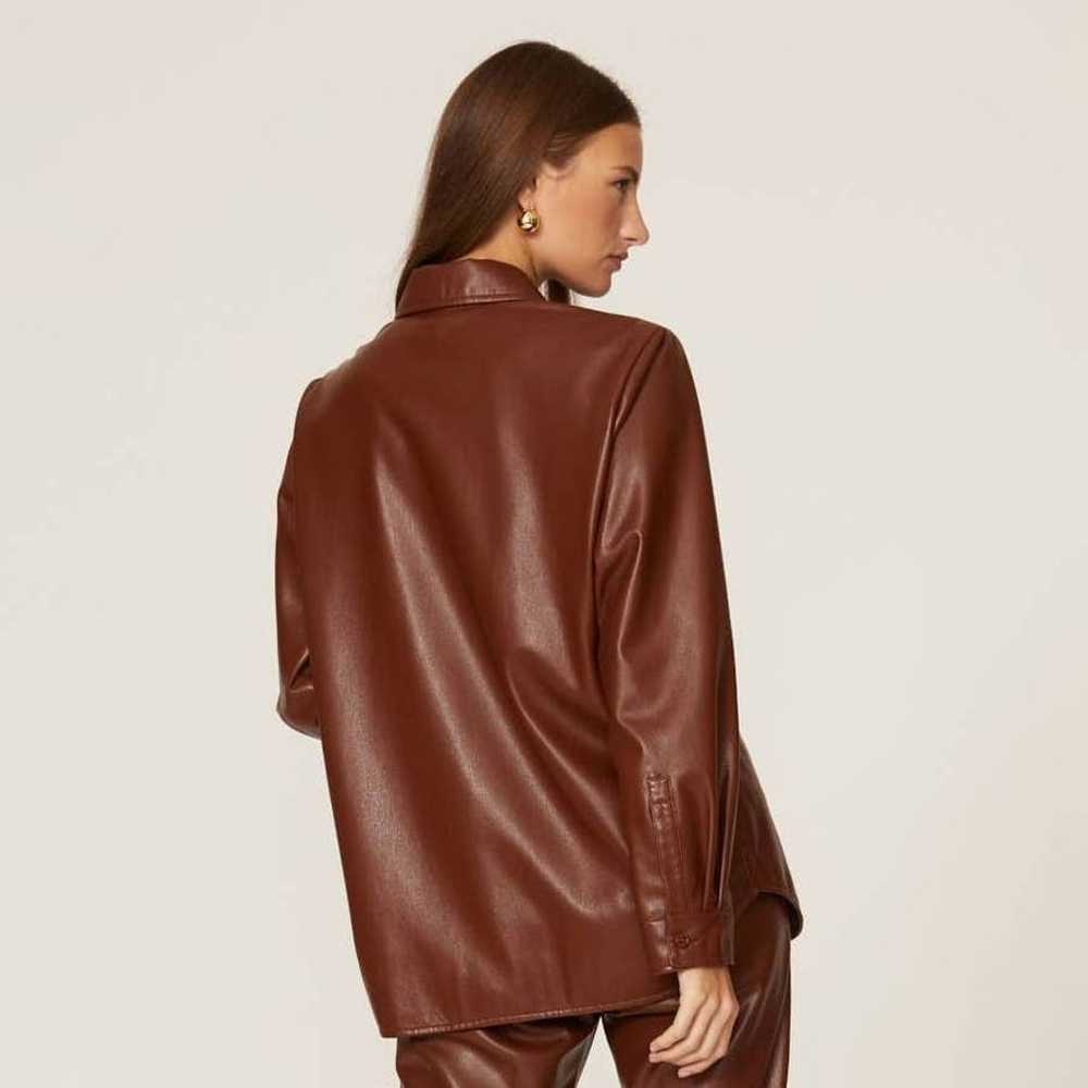 Anine Bing Hutton Shirt Faux Leather Front Button… - image 3