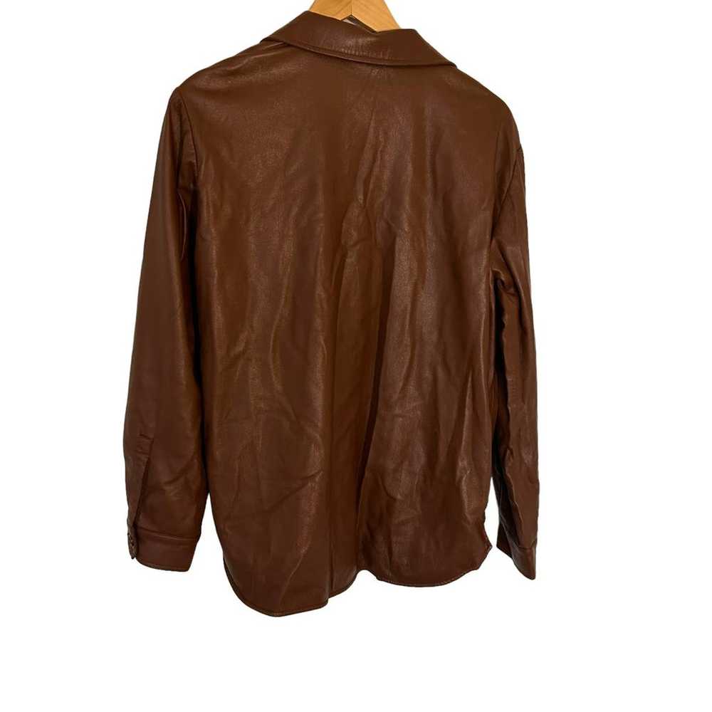 Anine Bing Hutton Shirt Faux Leather Front Button… - image 5