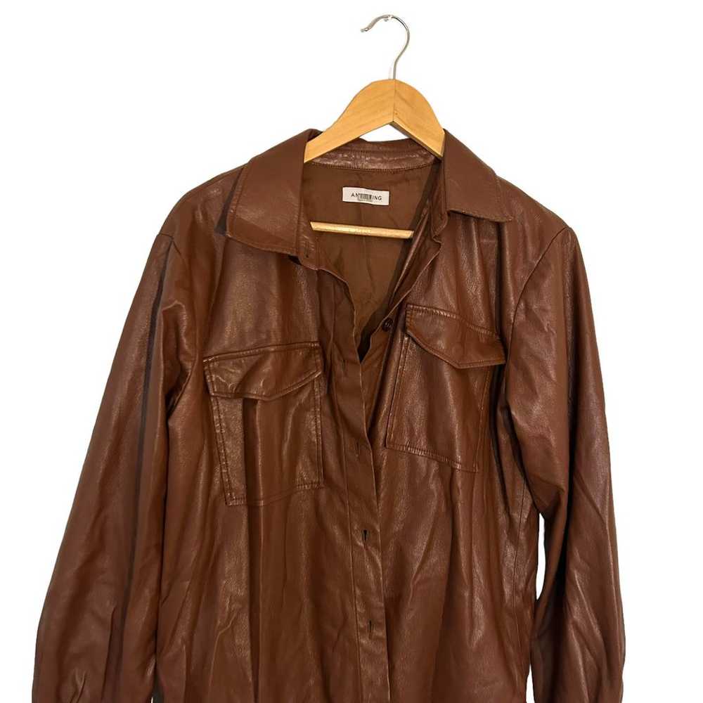 Anine Bing Hutton Shirt Faux Leather Front Button… - image 6