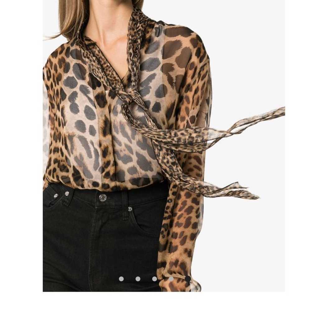 Saint Laurent tie-neck leopard-print blo - image 1
