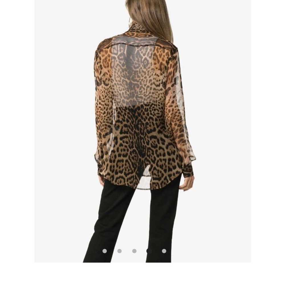 Saint Laurent tie-neck leopard-print blo - image 3