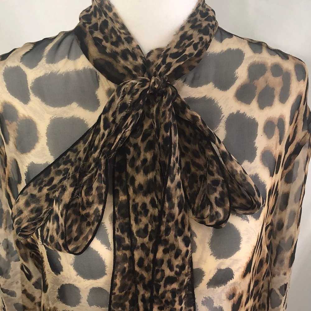 Saint Laurent tie-neck leopard-print blo - image 6