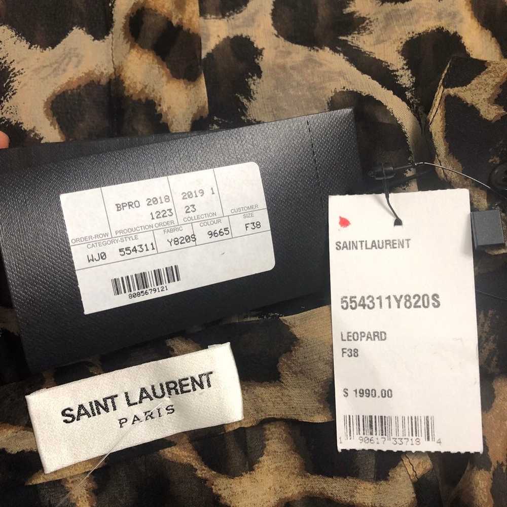 Saint Laurent tie-neck leopard-print blo - image 9