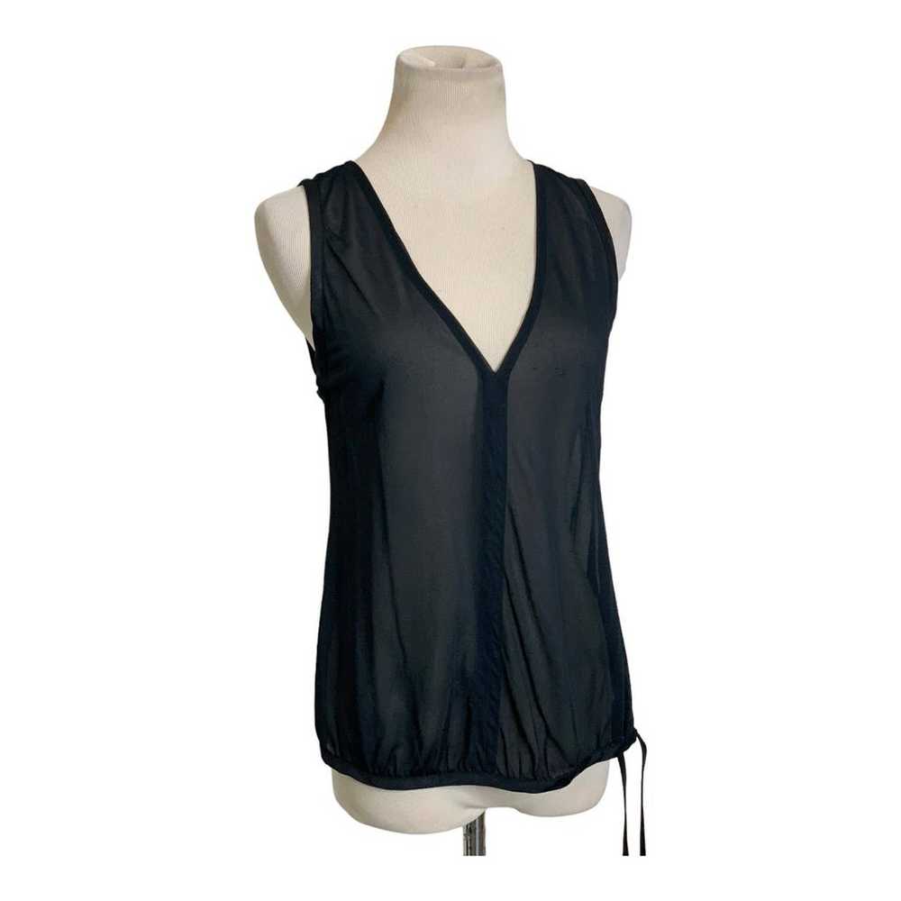 Versace black v neck sleeveless sheer blouse size… - image 1