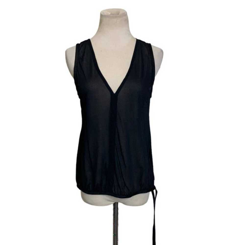Versace black v neck sleeveless sheer blouse size… - image 2