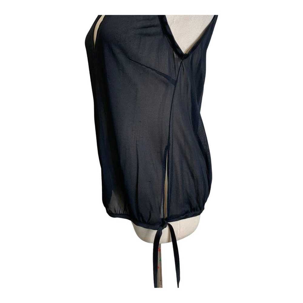 Versace black v neck sleeveless sheer blouse size… - image 7