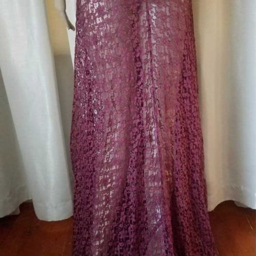 Antique 30s-40s Bias Cut Lace Gown Puff Sleeve Sh… - image 5