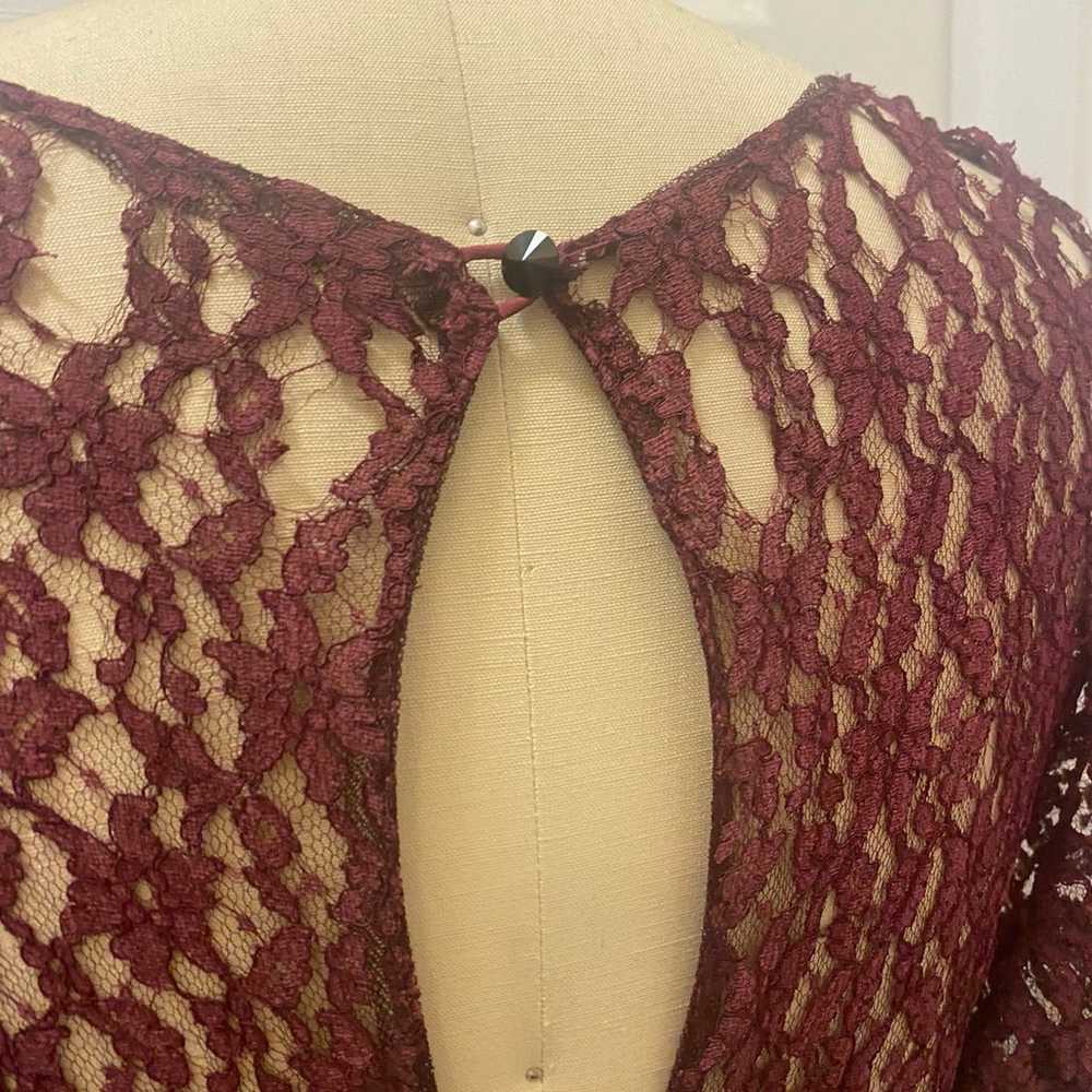 Antique 30s-40s Bias Cut Lace Gown Puff Sleeve Sh… - image 9
